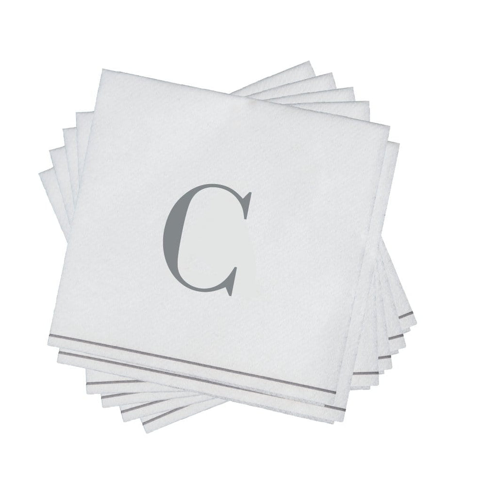 Luxe Party NYC Napkins C - Bodoni Script Single Initial Paper Beverage Napkins