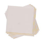 Luxe Party NYC Solid Beverage Napkins 20 PK Linen with Gold Stripe Beverage Paper Napkins