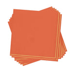 Luxe Party NYC Solid Beverage Napkins 20 PK Orange with Gold Stripe Beverage Paper Napkins