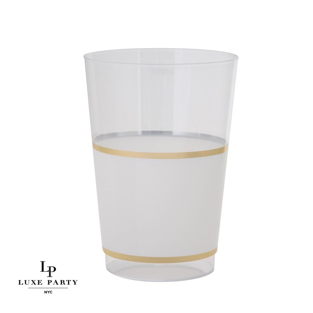 12.5 Oz Round Clear and Silver Plastic Coffee Cup - Luxe Party