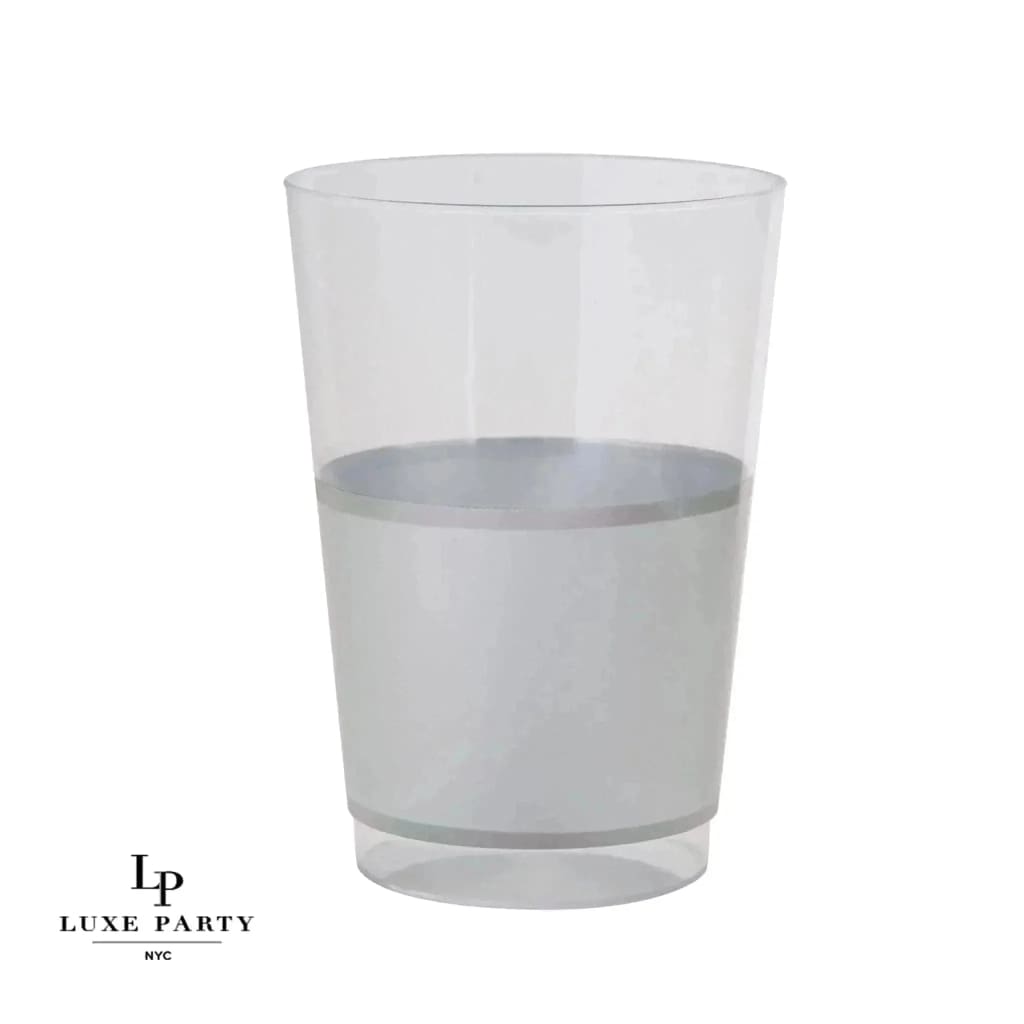 Luxe Party NYC Tumblers Silver Banded Plastic Cups | 10 Cups