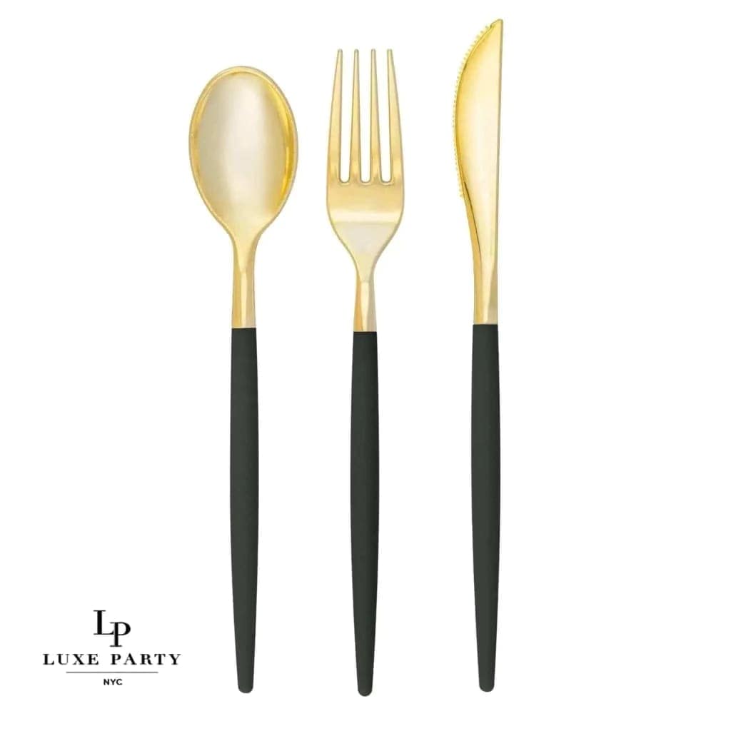 Neo Classic Clear and Gold Plastic Cutlery Set