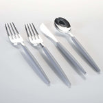 Luxe Party NYC Two Tone Cutlery Grey • Silver Plastic Cutlery Set | 32 Pieces