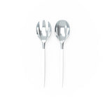 Luxe Party NYC Two Tone Serving 1 Spoon 1 Fork White and Silver Plastic Serving Fork • Spoon Set