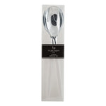 Luxe Party NYC Two Tone Serving 1 Spoon 1 Fork White and Silver Plastic Serving Fork • Spoon Set