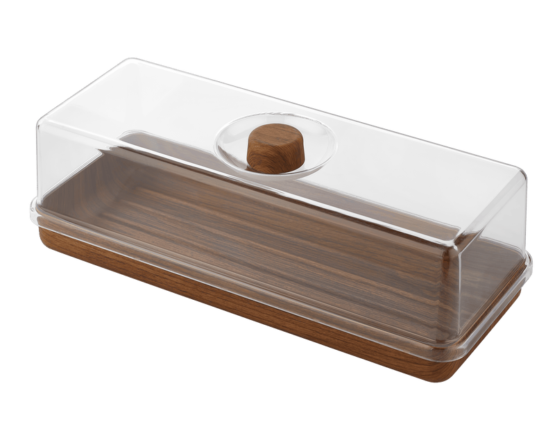 Luxe Party Soup Bowls Rectangle Mahogany Heavy Plastic Serving Tray with Plastic Cover | 6.3" x 15.35"