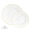 Scallop Design Plastic Plates Scalloped White • Gold Plastic Plates | 10 Pack