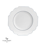 Scallop Design Plastic Plates Scalloped White • Silver Plastic Plates | 10 Pack