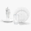 Set Round Pattern Party Box 56 Pc | Round Pattern White • Silver Plastic Party Set