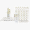 Set Square Pattern Party Box 56 Pc | Square Pattern White • Gold Plastic Party Set