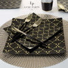 Square Accent Pattern Plastic Plates Square Black • Gold Pattern Plastic Plates | 10 Plates