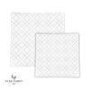 Square Accent Pattern Plastic Plates Square White • Silver Art Deco Pattern Plastic Plates | 10 Plates