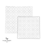 Square Accent Pattern Plastic Plates Square White • Silver Art Deco Pattern Plastic Plates | 10 Plates