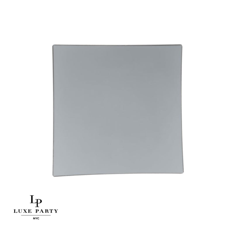 Square Accent Plastic Plates Square Grey • Silver Plastic Plates | 10 Pack