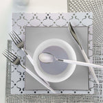 Square Accent Plastic Plates Square Grey • Silver Plastic Plates | 10 Pack