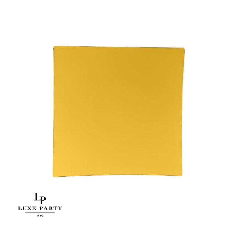 Square Accent Plastic Plates Yellow • Gold Square Plastic Plates | 10 Pack