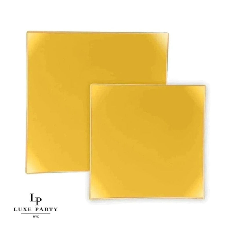 Square Accent Plastic Plates Yellow • Gold Square Plastic Plates | 10 Pack