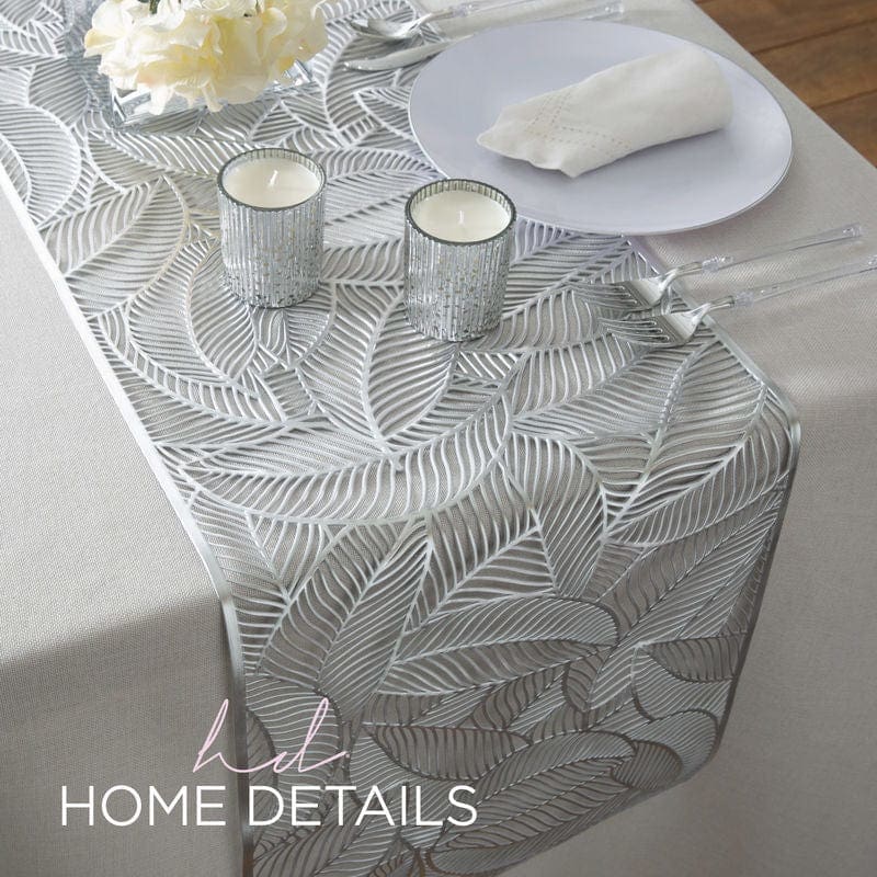 The Leaf Placemats Vinyl Leaf Laser Cut Table Runner in Silver