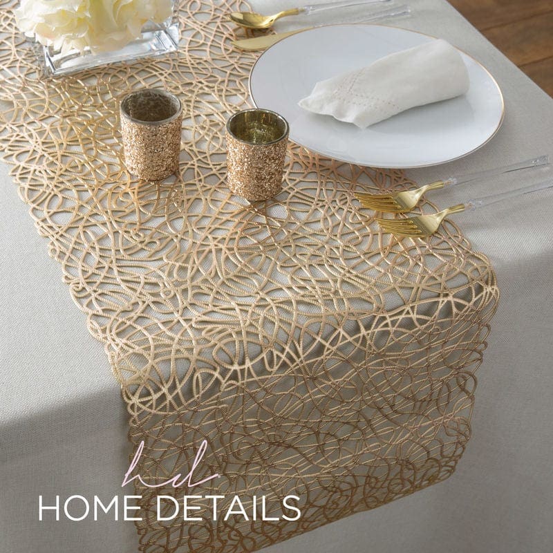 The Rope Runners Vinyl Leaf Rope Laser Cut Table Runner in Gold