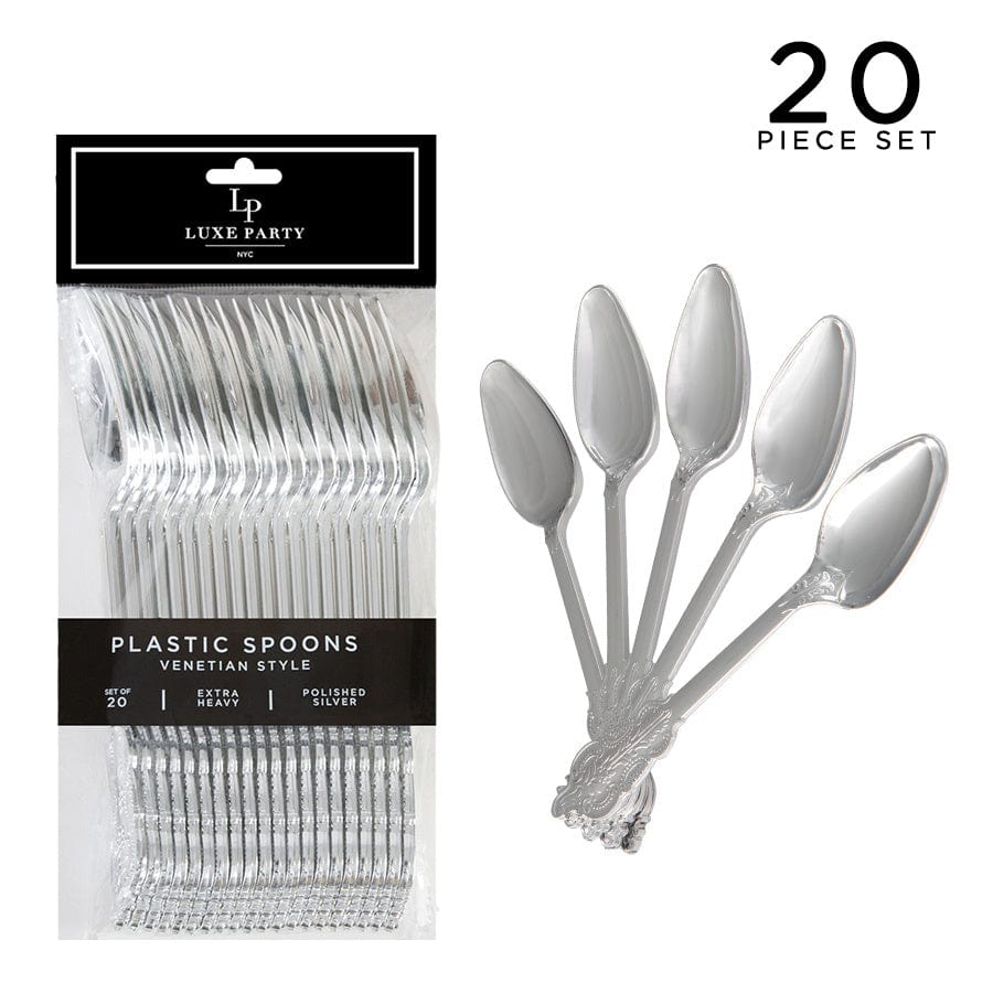 Venetian Handle Spoo/Users/desinger4/Desktop/5d4d16dda18755cd416ea328928c4a59c8324626-full.jpgns Venetian Design Silver Plastic Spoons | 20 Spoons